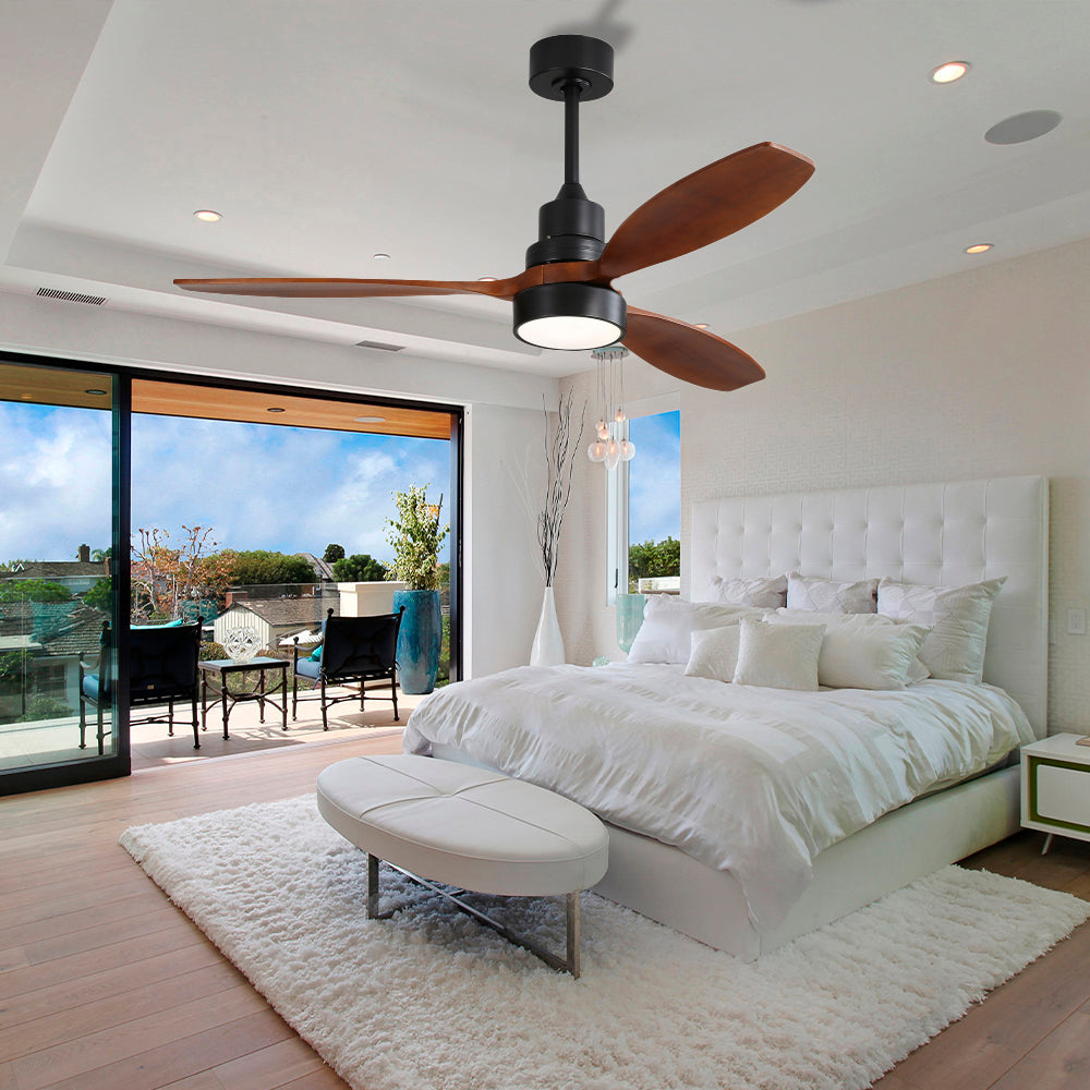 52″  Black Ceiling Fan With Light