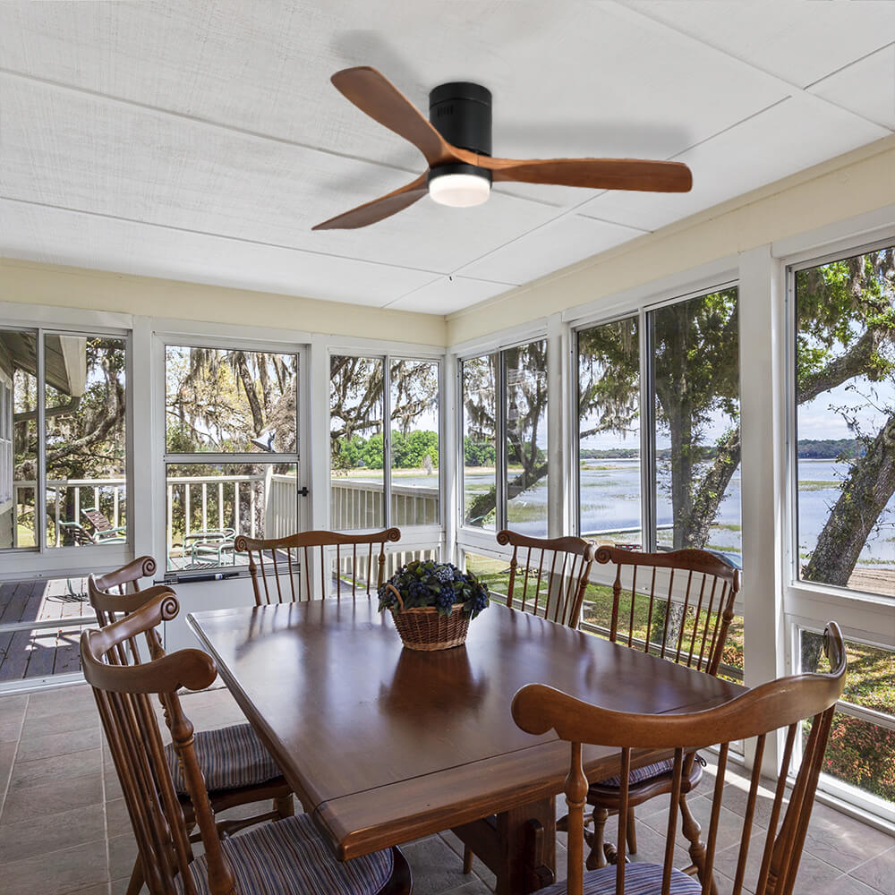 52″ Flush Mount Ceiling Fan With Light