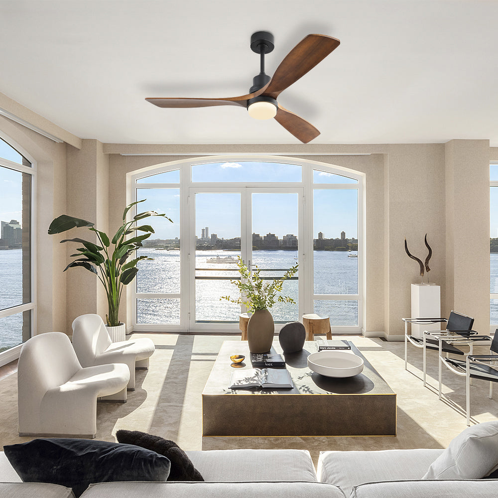 52″ Mute Solid Wood Ceiling Fan With Light