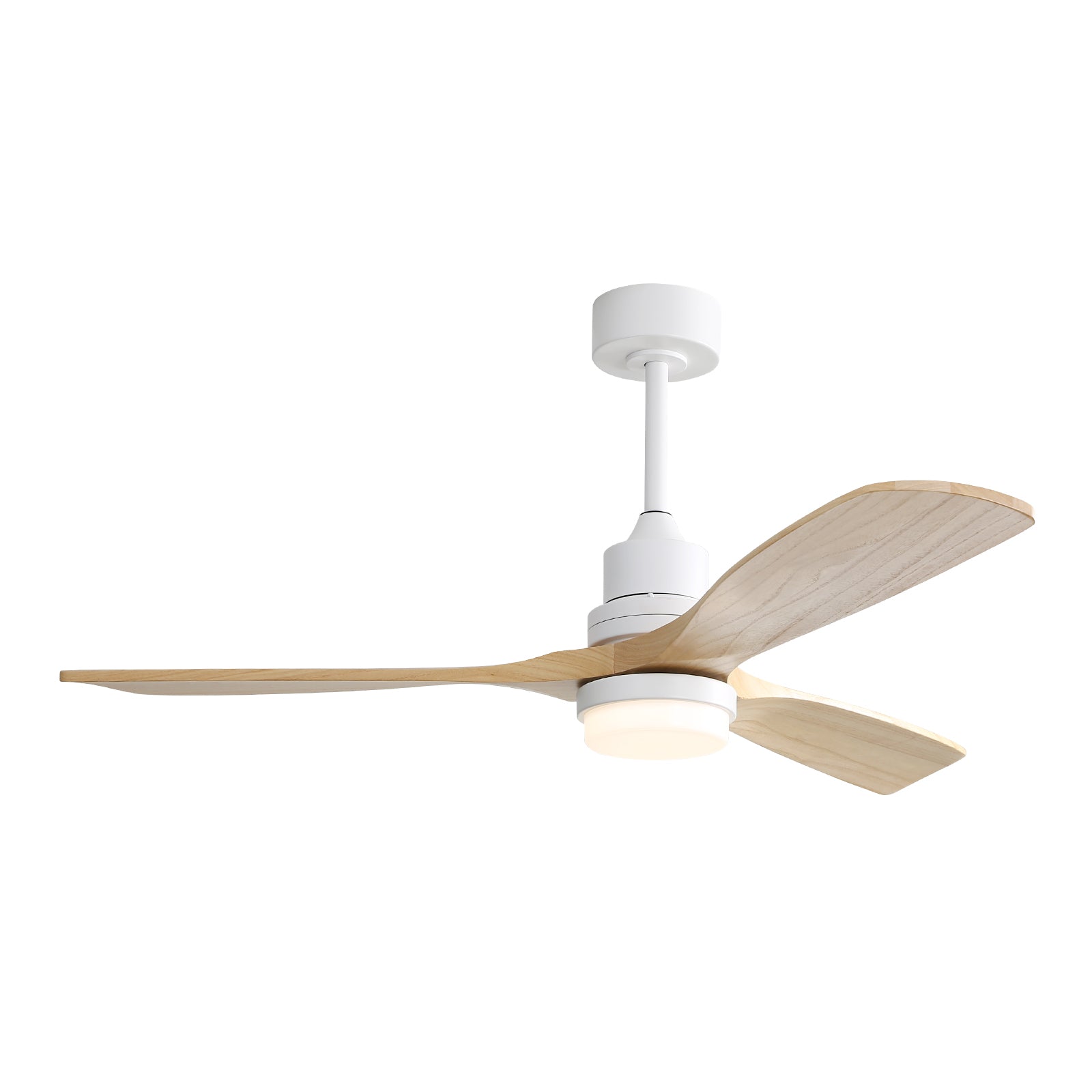 52″ White Wood Ceiling Fan With Light