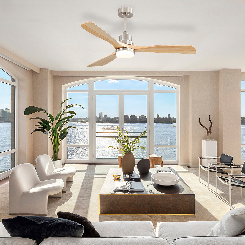 52″ Solid Wood Ceiling Fan With Light