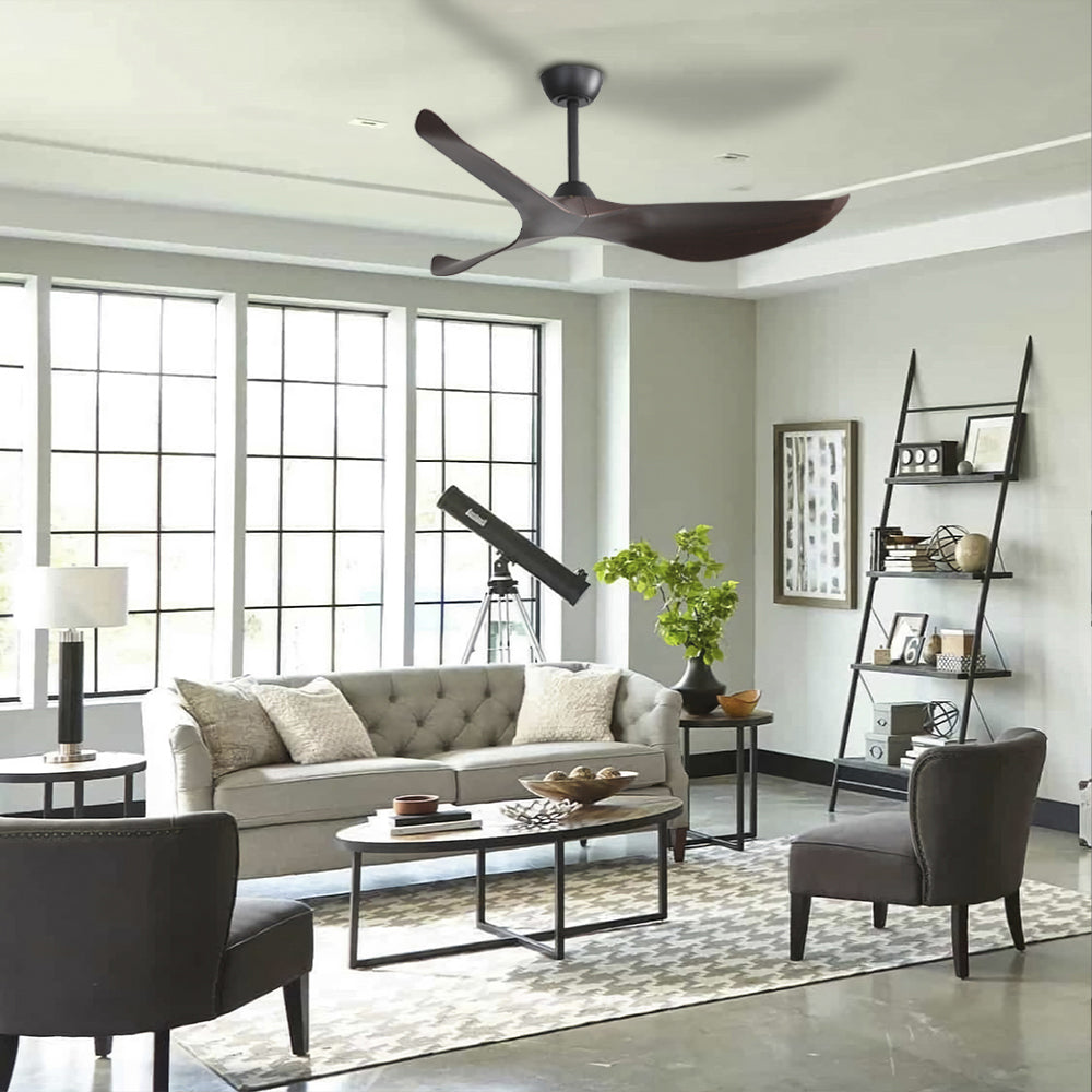 52″ Curved ABS Brown Blades Ceiling Fan