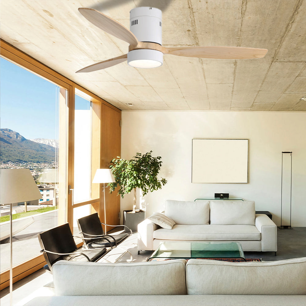 52″ Flush Mount Ceiling Fan With Light