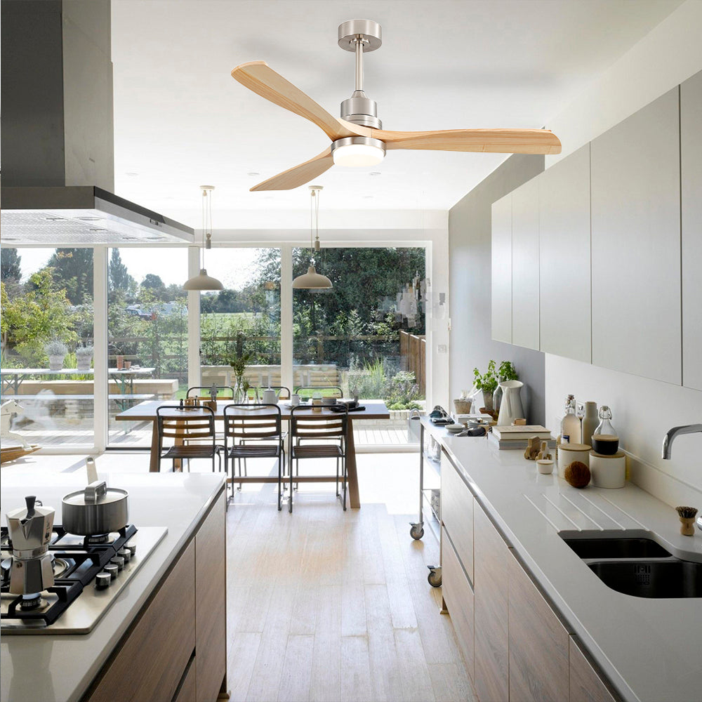 52″ Solid Wood Ceiling Fan With Light